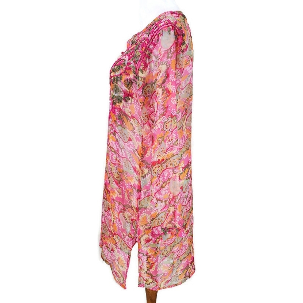 Raj Embroidered 100% Silk Tunic or Swim Coverup - Picture 4 of 11